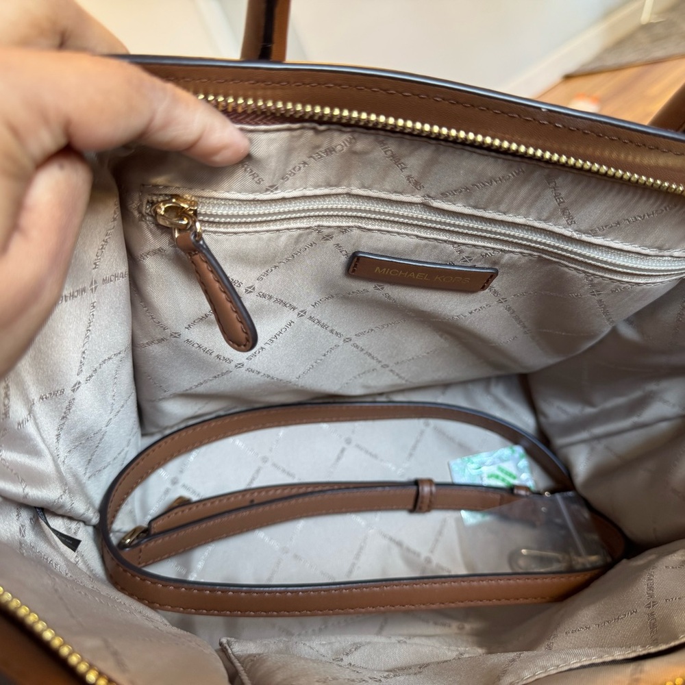 Michael Kors Tan and Brown Patchwork Satchel - Picture 2 of 3